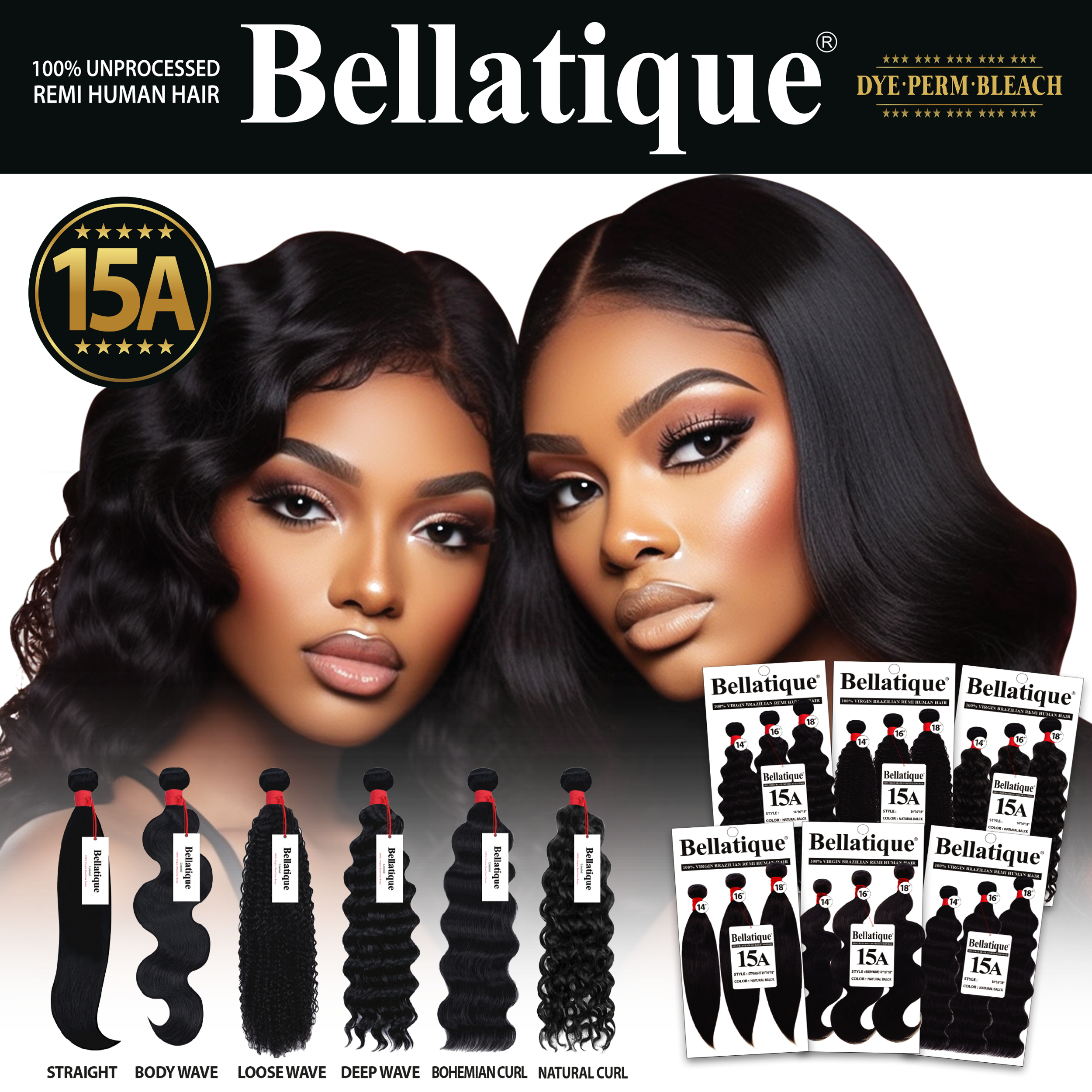 Bellatique Limited 100% Virgin Brazilian Remy Straight
