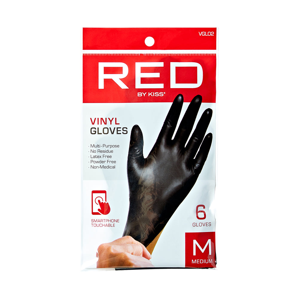 Red By Kiss Black Vinyl Gloves (6pcs)