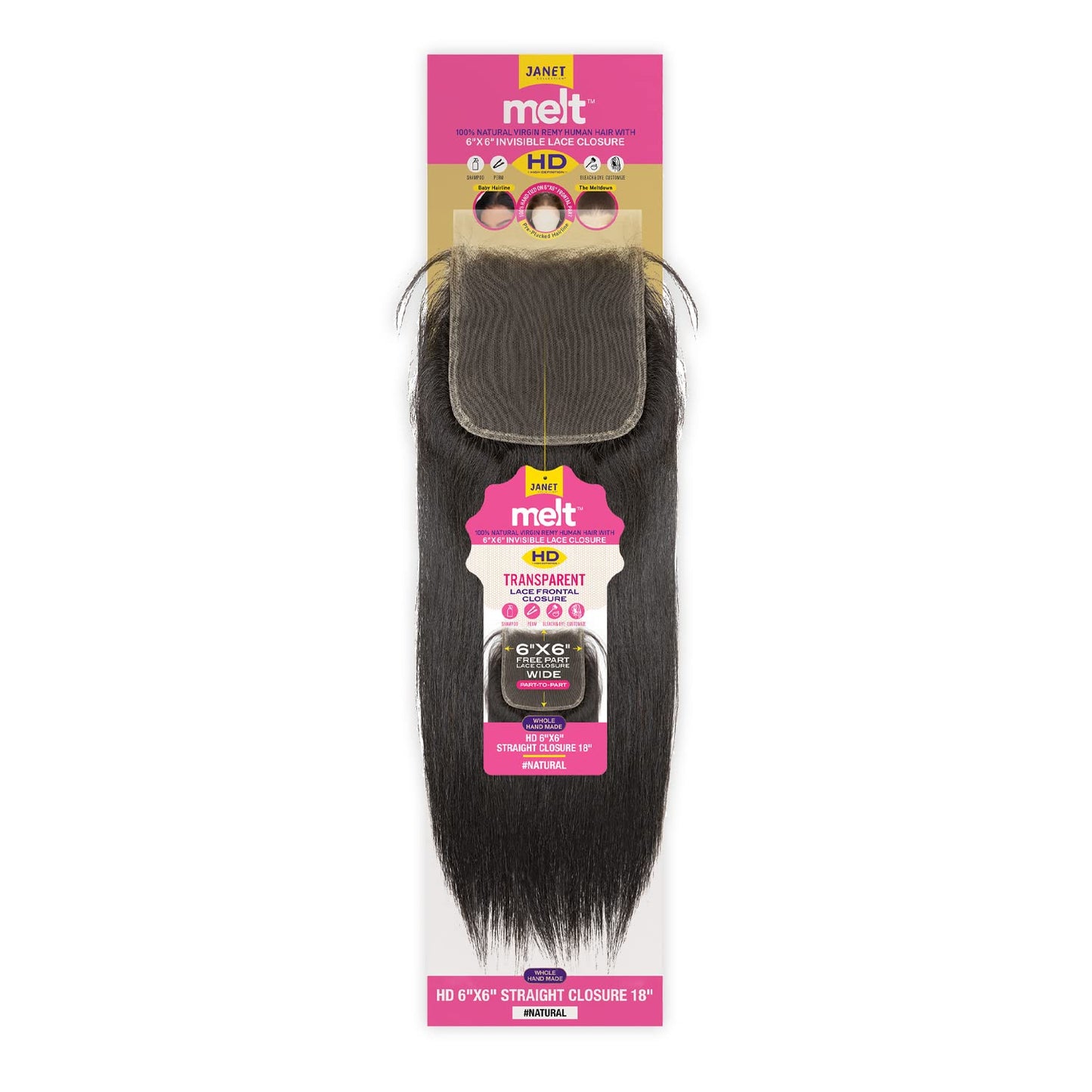 Janet Collection Melt 6x6 HD Lace Closure Straight
