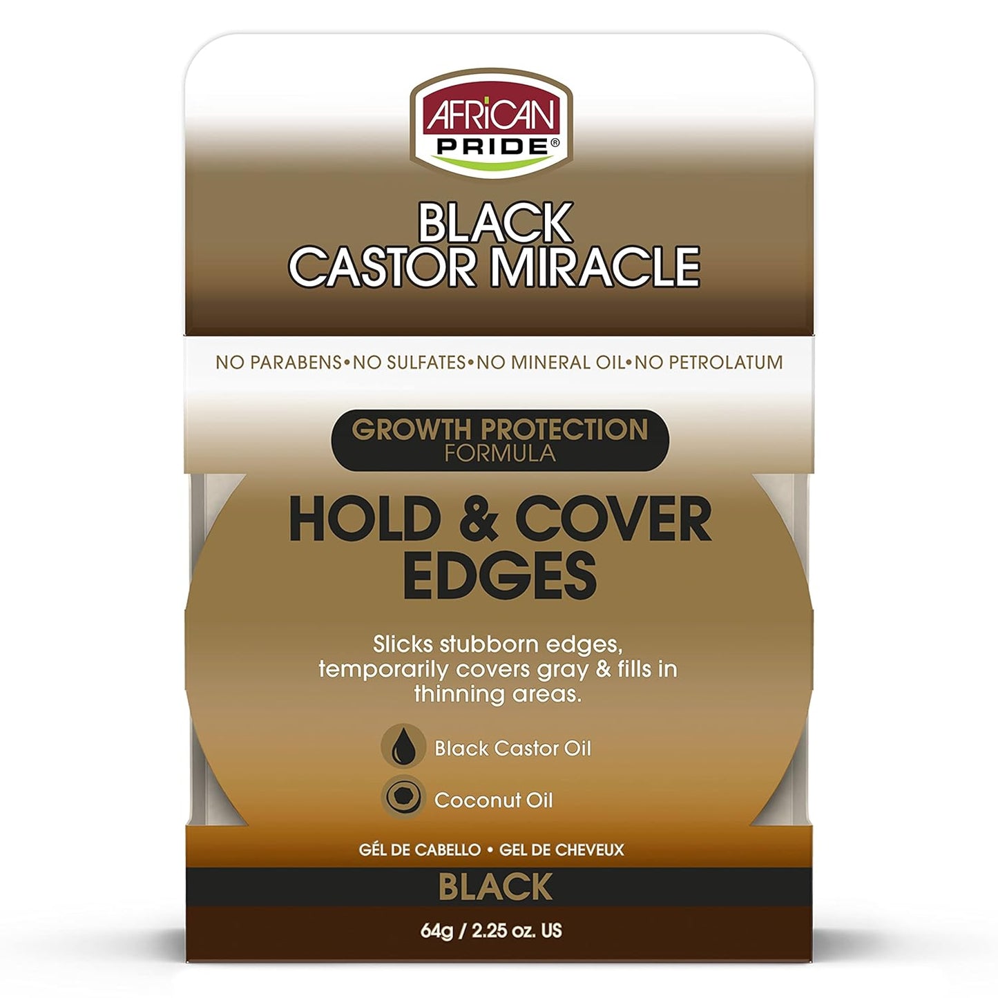 African Pride Black Castor Miracle Hold & Cover Edges  2.25oz