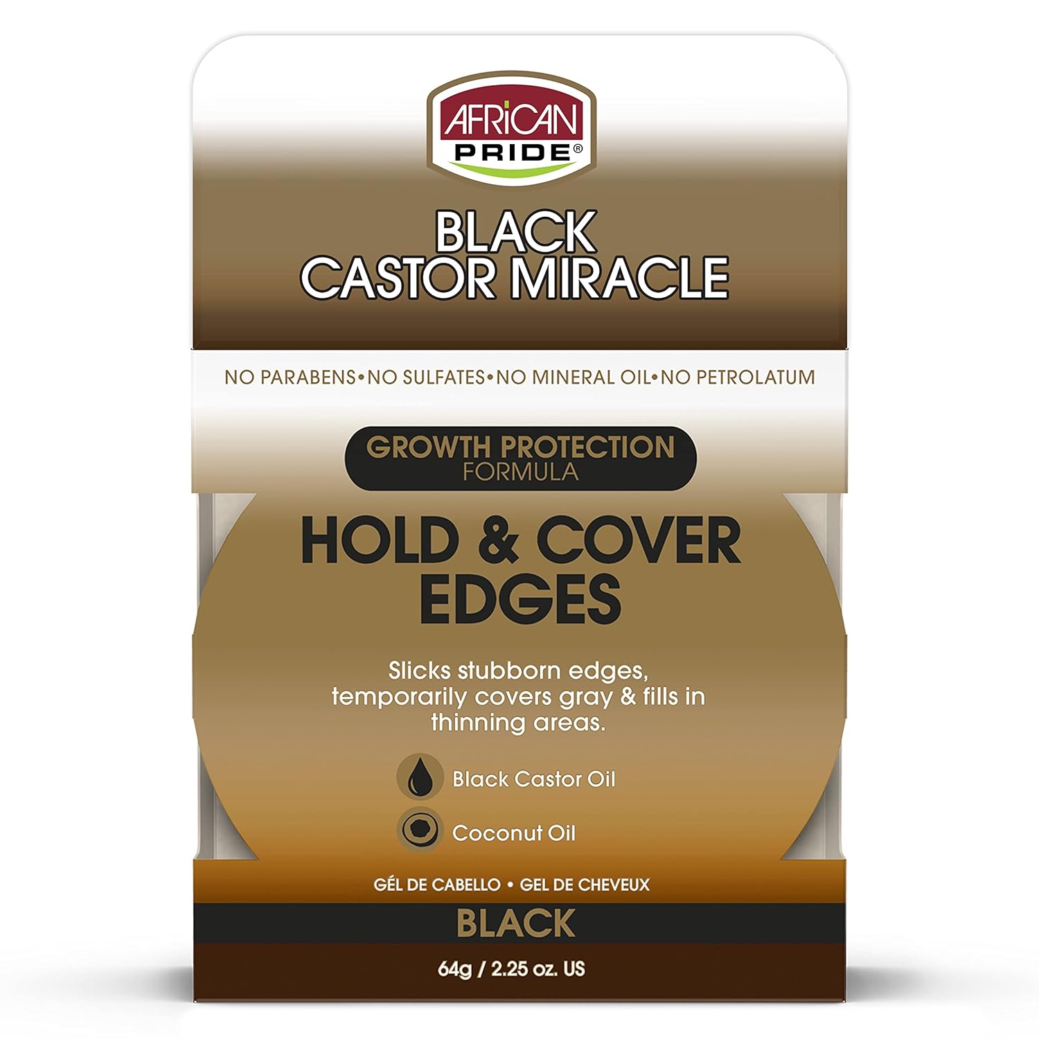 African Pride Black Castor Miracle Hold & Cover Edges 2.25oz