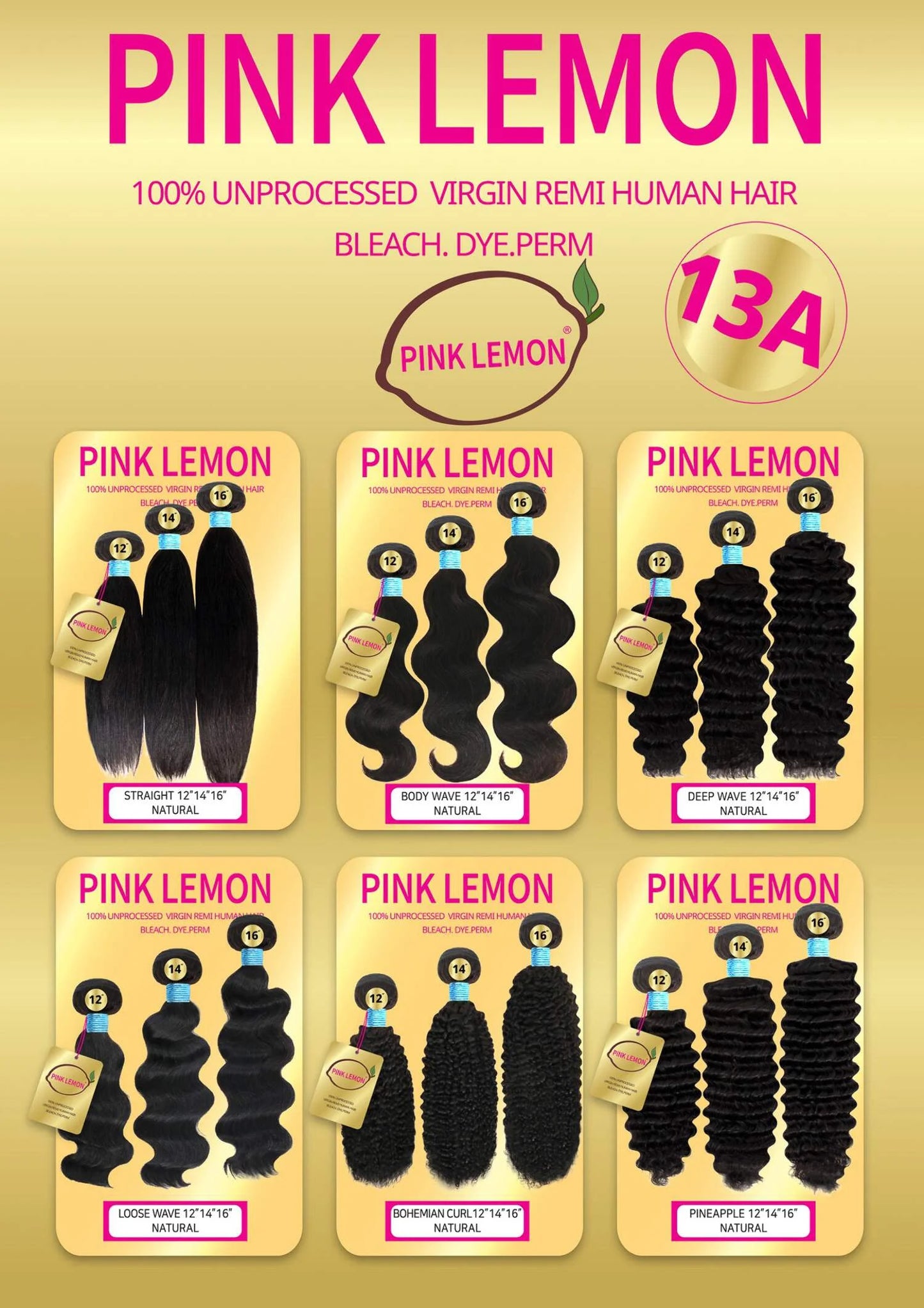 Pink Lemon Deep Wave 100% Unprocessed Virgin Remi Human Hair