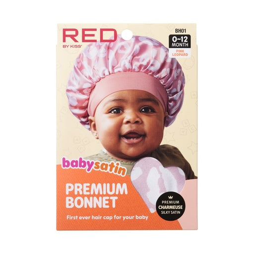 Red By Kiss Baby Satin Bonnet (Pink Leopard)