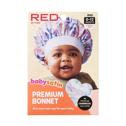 Red By Kiss Baby Satin Bonnet (Purple Ikat)