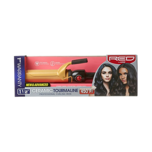 Red By Kiss Ceramic Tourmaline Professional Curling Iron 1 1/2'