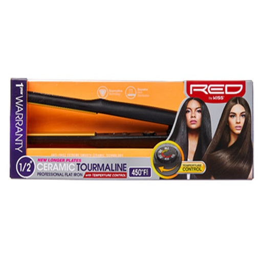 Red by Kiss Ceramic Tourmaline Flat Iron 1/2″ with Temp Control