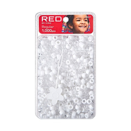 Red By Kiss Regular Hair Beads 1000pcs (White & Clear)