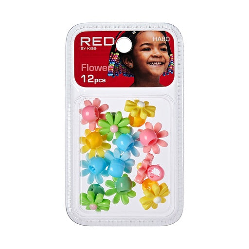Red By Kiss Flower Shaped Hair Beads 12pcs
