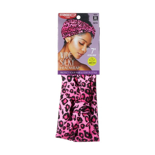 Red By Kiss Wide Silky Headwrap (Pink Leopard)
