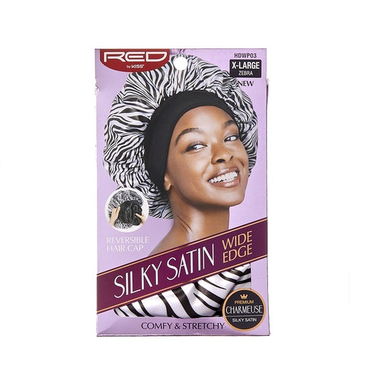 Red By Kiss Reversible Silky Satin Hair Cap X-Large (Zebra)