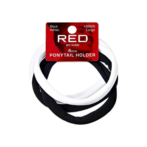 Red By Kiss Ponytail Holder Large 4pcs (Black &White)