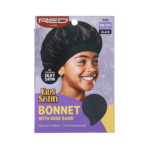 Red By Kiss Kids Satin Wide Band Bonnet (Black)