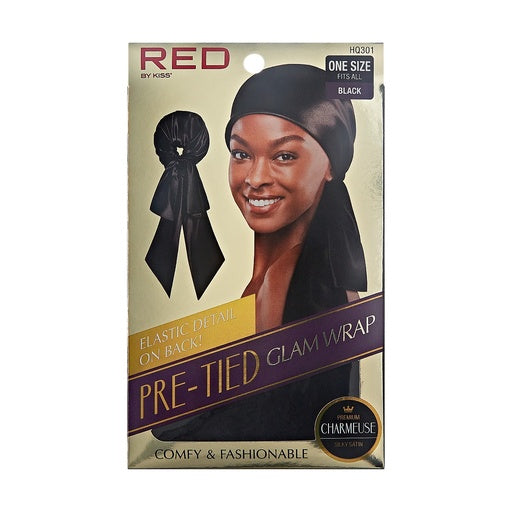 Red By Kiss Silky Pre-Tied Glam Wrap (Black)