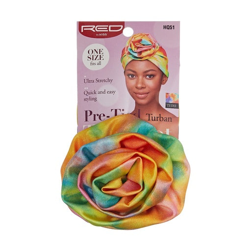 Red By Kiss Top Knot Turban (Tie Dye)