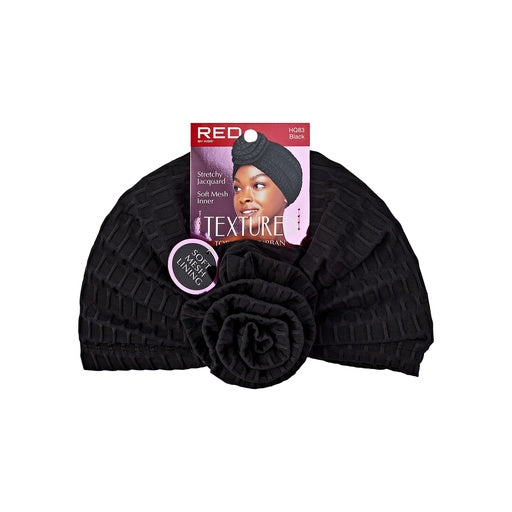 Red By Kiss Textured Top Knot Turban (Black)