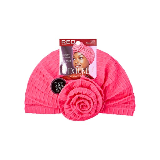 Red By Kiss Textured Top Knot Turban (Neon Pink)