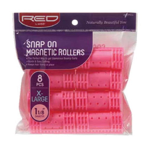 Red By Kiss Snap On Magnetic Rollers 1 1/8" Diameter Large (10pcs)