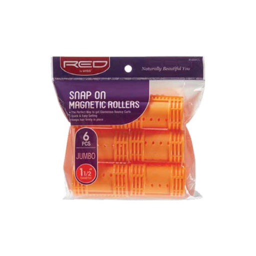 Red By Kiss Snap On Magnetic Rollers 1 1/2" Diameter Jumbo (6pcs)
