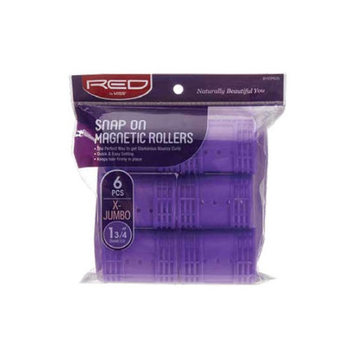 Red By Kiss Snap On Magnetic Rollers 1 3/4" Diameter X-Jumbo (6pcs)