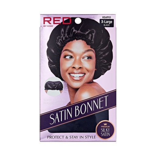Red By Kiss Premium Silky Satin Bonnet X-Large (Black)