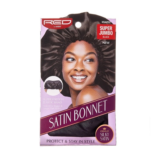 Red By Kiss Premium Silky Satin Bonnet Super Jumbo (Black)