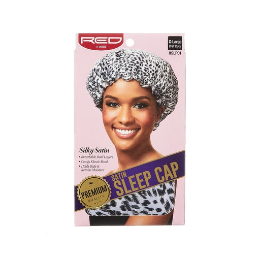 Red By Kiss Premium Silky Satin Sleep Cap X-Large (Black & White)