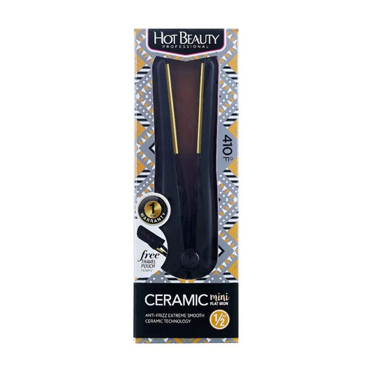 Hot Beauty Ceramic Mini Flat Iron Black 1/2"