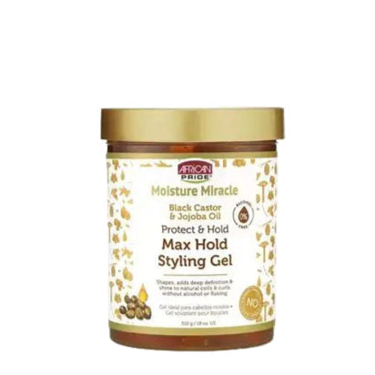 African Pride Moisture Miracle Black Castor & Jojoba Oil Max Hold Styling Gel 18oz