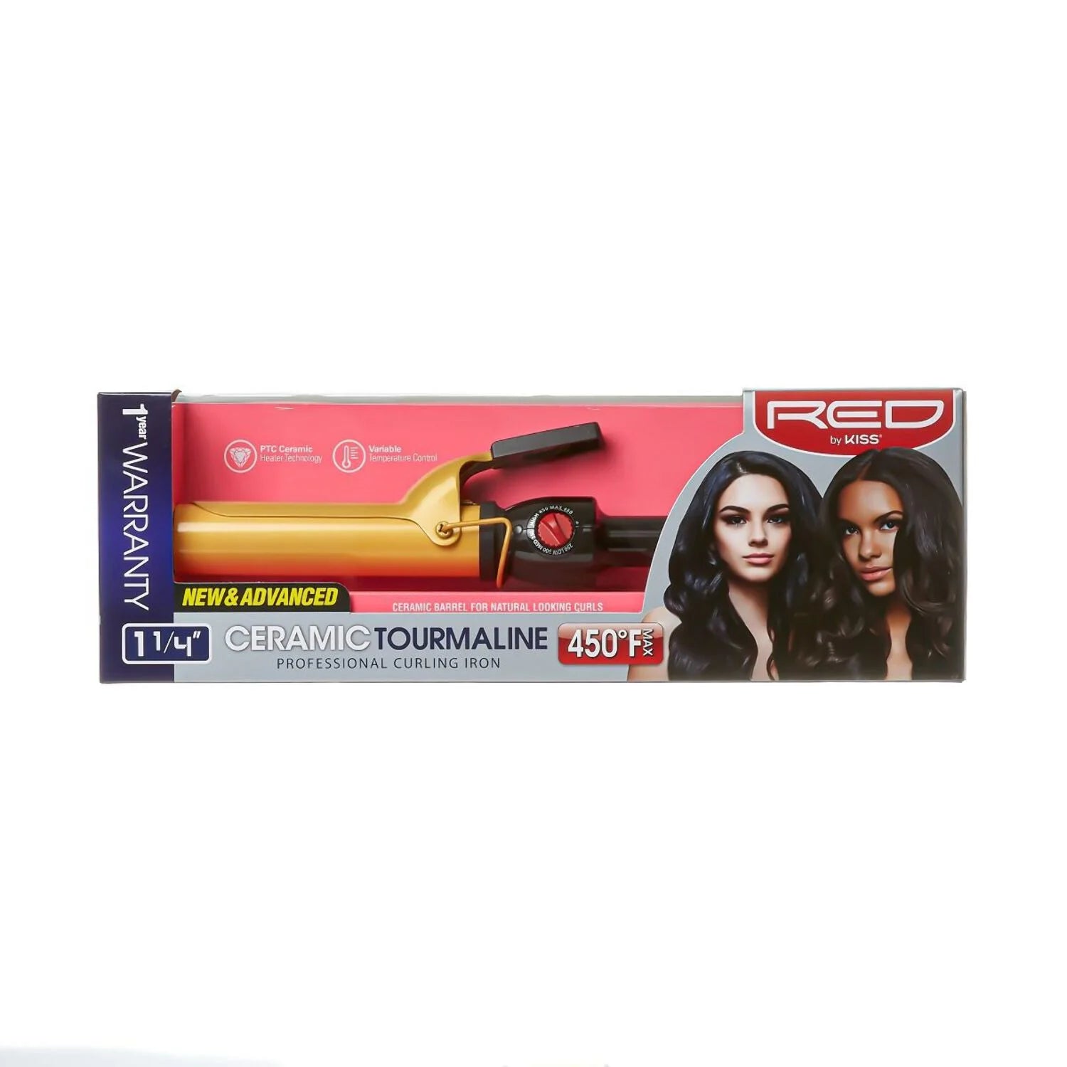 Red By Kiss Ceramic Tourmaline Professional Curling Iron 1 1/4"