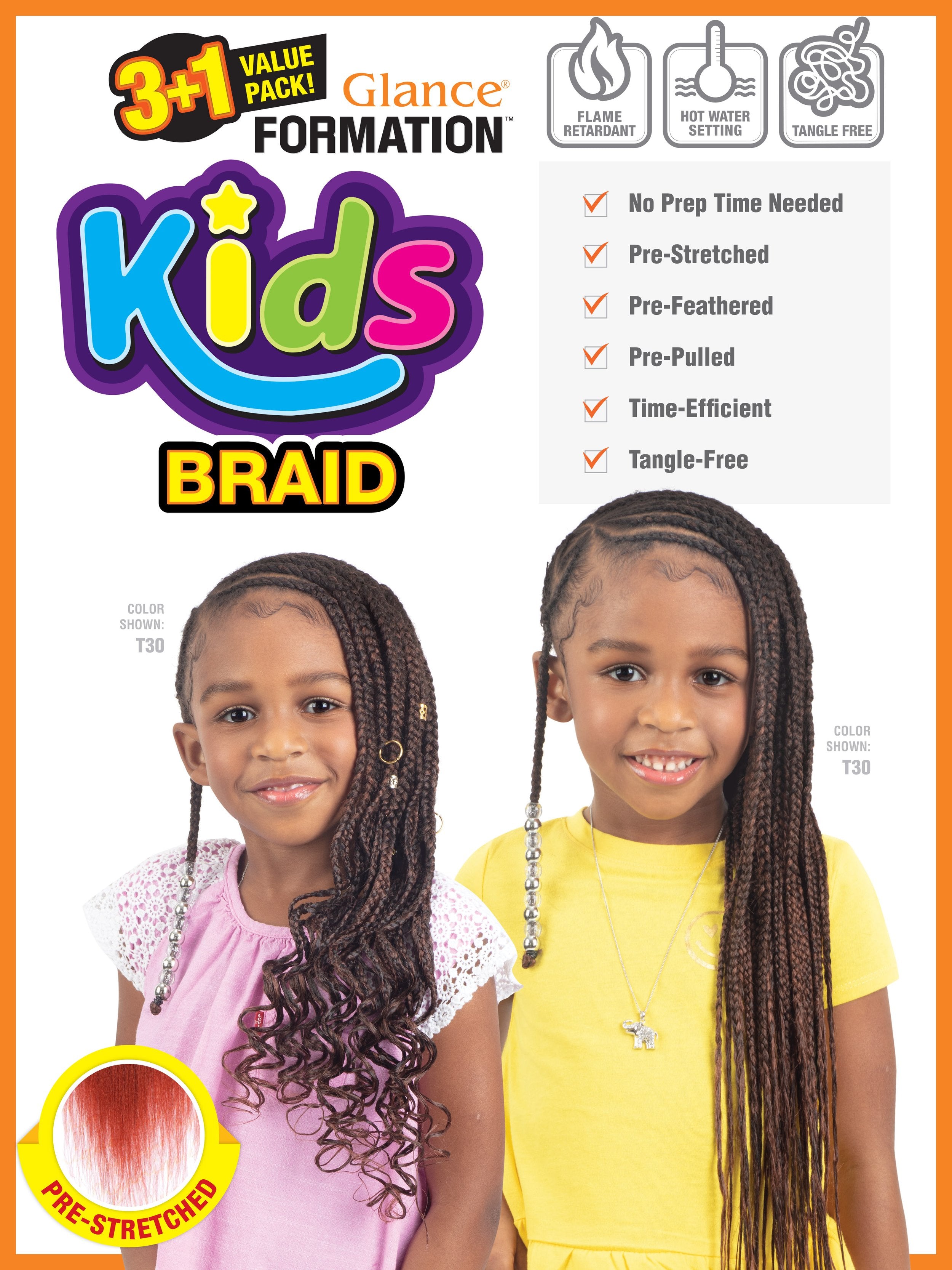 Model Model 4X Glance Formation Kids Pre Stretched Braid Hair 16"