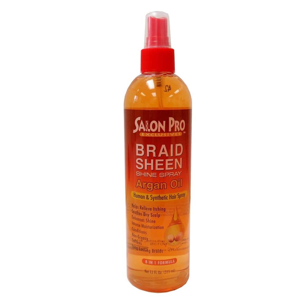 Salon Pro Braid Sheen Shine Spray Argan Oil 12oz