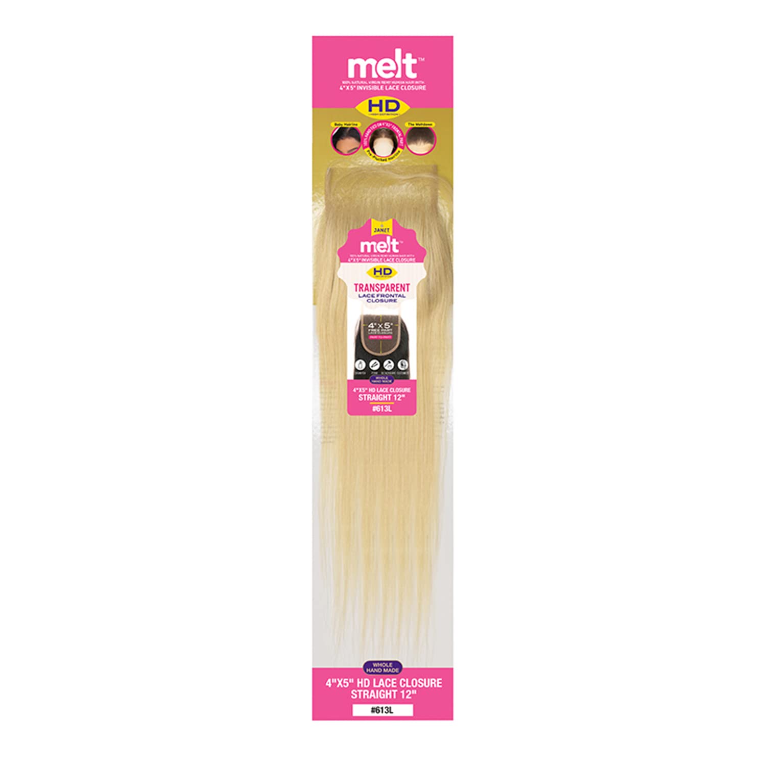 Janet Collection Melt 4x5 HD Lace Closure Straight NAT/613