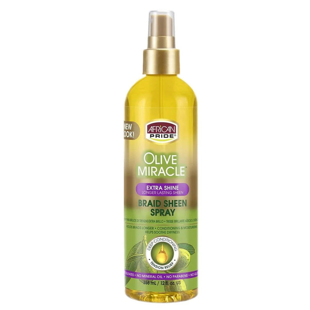 African Pride Olive Miracle Braid Sheen Spray Extra Shine  12oz
