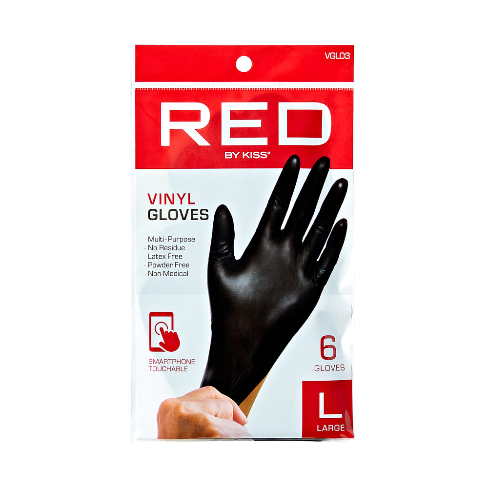 Red By Kiss Black Vinyl Gloves (6pcs)