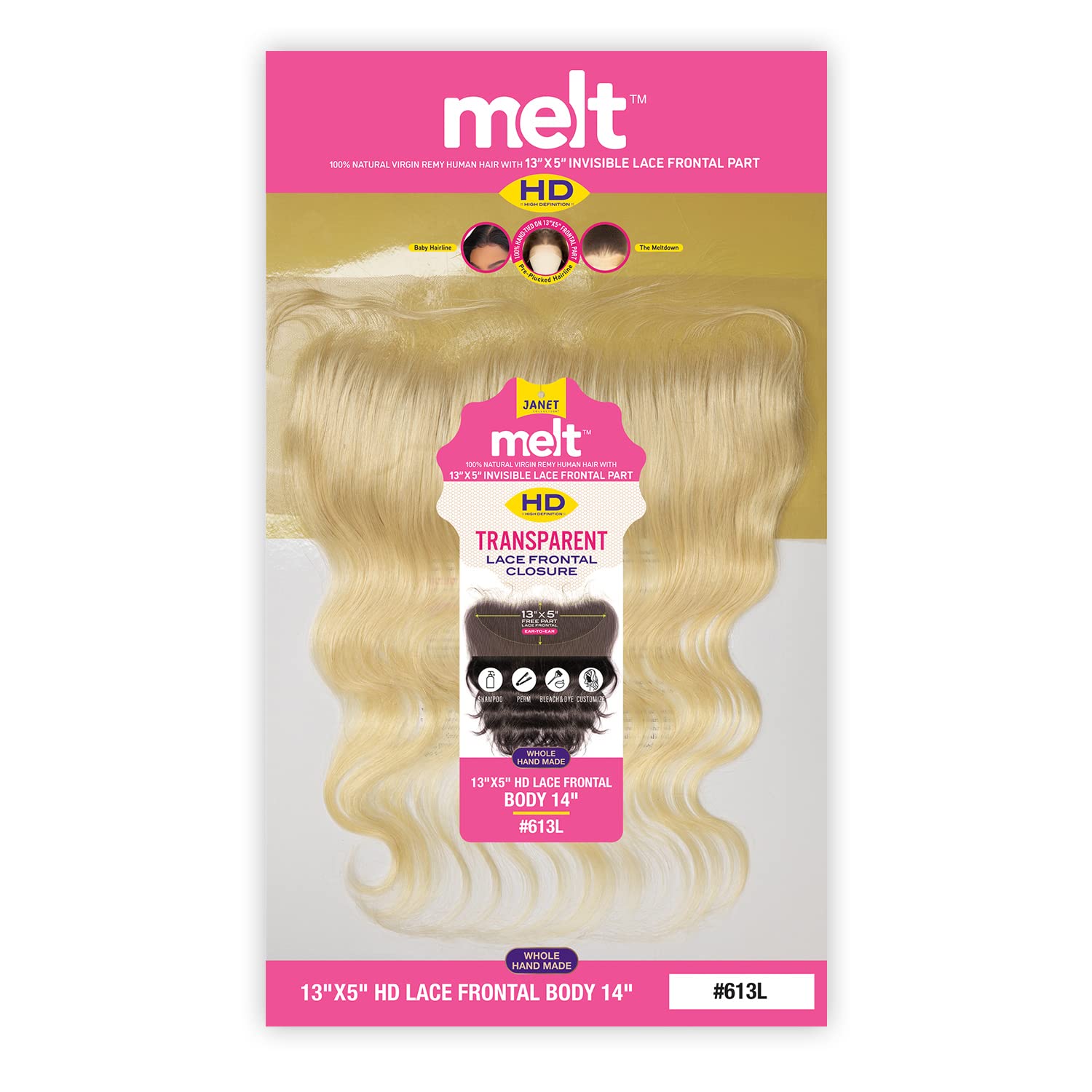Janet Collection Melt 13x5 HD Lace Frontal Body Wave NAT/613