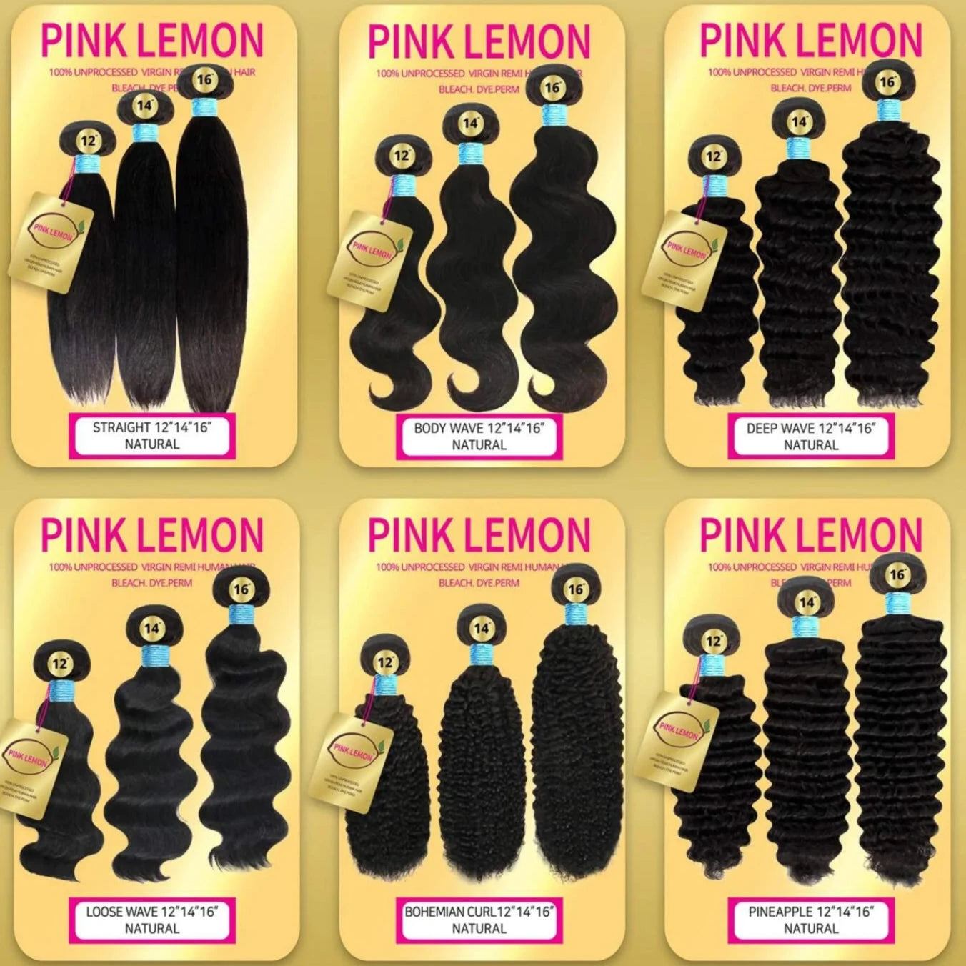 Pink Lemon Straight 100% Unprocessed Virgin Remi Human Hair