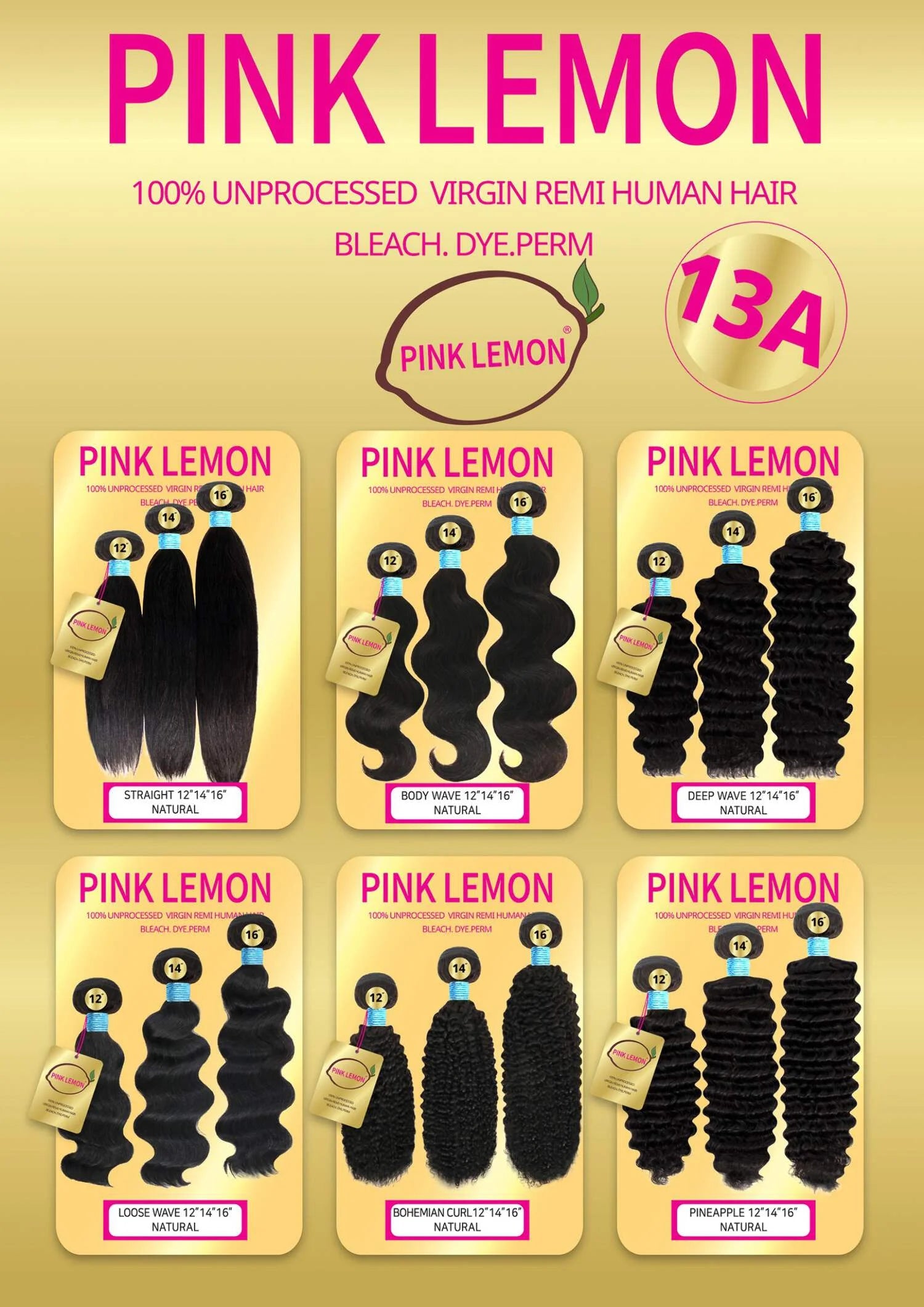 Pink Lemon Body Wave 100% Unprocessed Virgin Remi Human Hair
