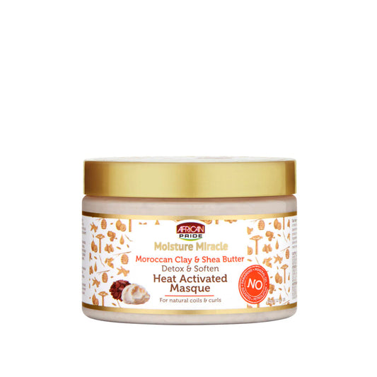 African Pride Moisture Miracle Moroccan Clay & Shea Butter Heat Activated Masque  12oz