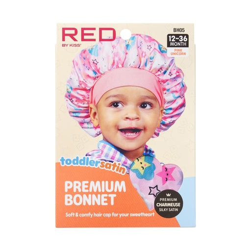 Red By Kiss Toddler Satin Bonnet (Pink Unicorn)