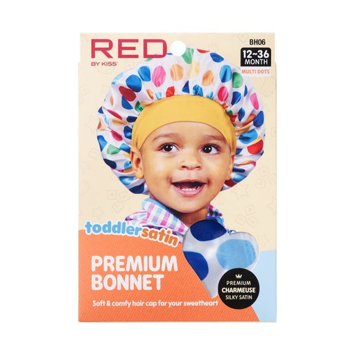 Red By Kiss Toddler Satin Bonnet (Multi Dots)