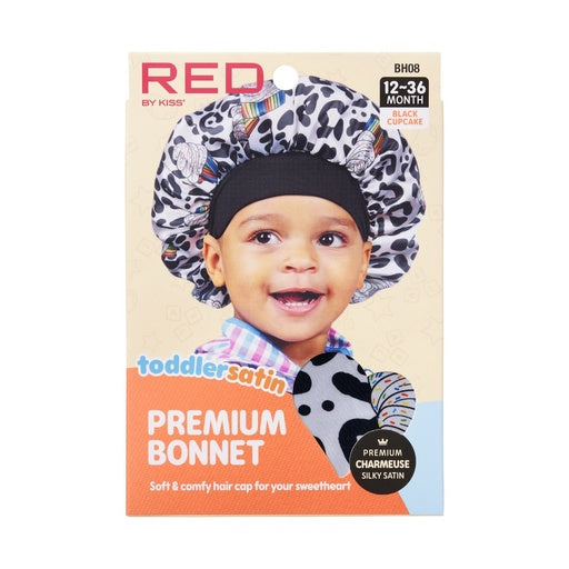 Red By Kiss Toddler Satin Bonnet (Black Cupcake)