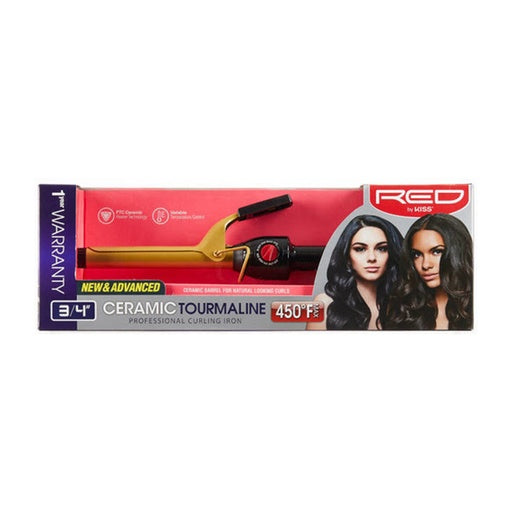 Red by Kiss Ceramic Tourmaline Professional Curling Iron 3/4"