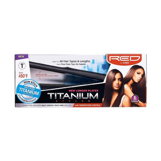 Red By Kiss Titanium Styler Flat Iron 1″