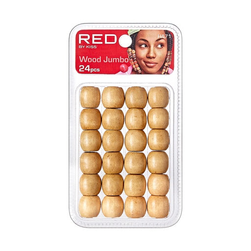 Red By Kiss Jumbo Wood Hair Beads 24pcs