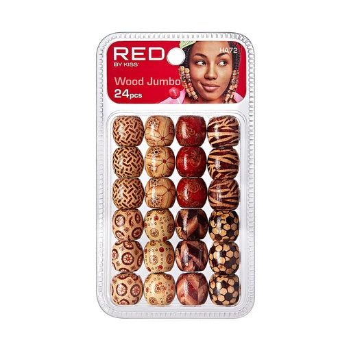 Red By Kiss Jumbo Wood Hair Beads 24pcs