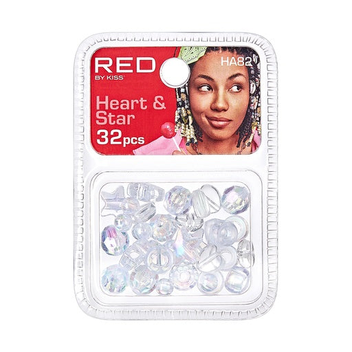 Red By Kiss Luxury Heart & Star Hair Beads 32pcs