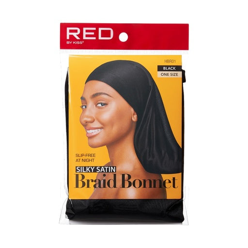 Red By Kiss Silky Satin Braid Bonnet (Black)