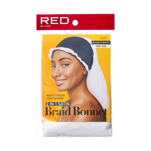 Red By Kiss 2in1 Satin Braid Bonnet (Black & White)