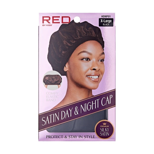 Red By Kiss Satin Day & Night Cap X-Large (Black)