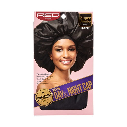 Red By Kiss Satin Day & Night Cap Super Jumbo (Black)